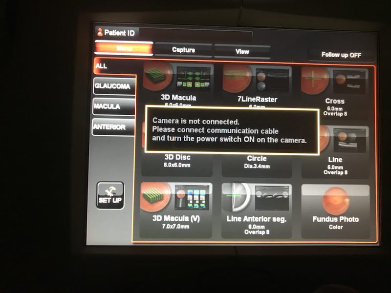 拓普康 OCT-2000 相机无法连接